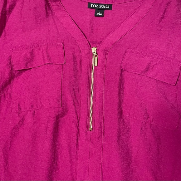 roz & ALI zip front roll tab blouse. NWOT - Picture 7 of 7